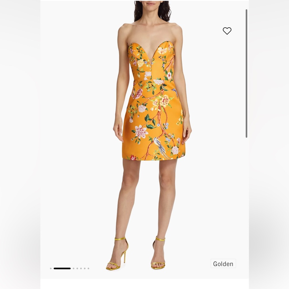 NWT Marchesa Notte Floral Duchesse Satin Strapless Minidress